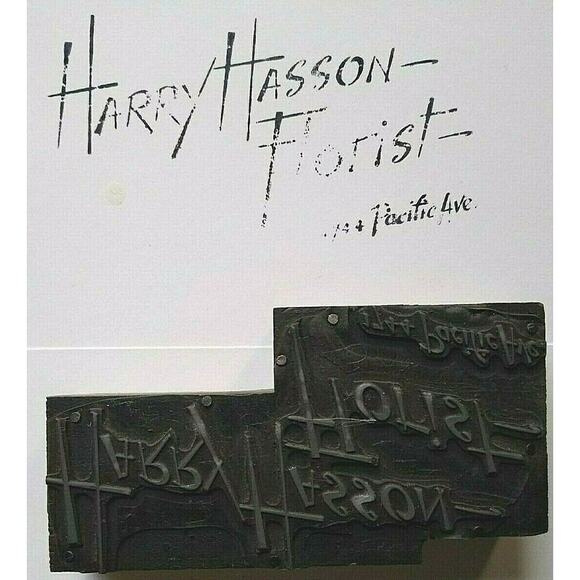 Harry Hasson Florist Printer Block Ink Stamp Letter Press Vintage Atlantic City - Picture 1 of 6